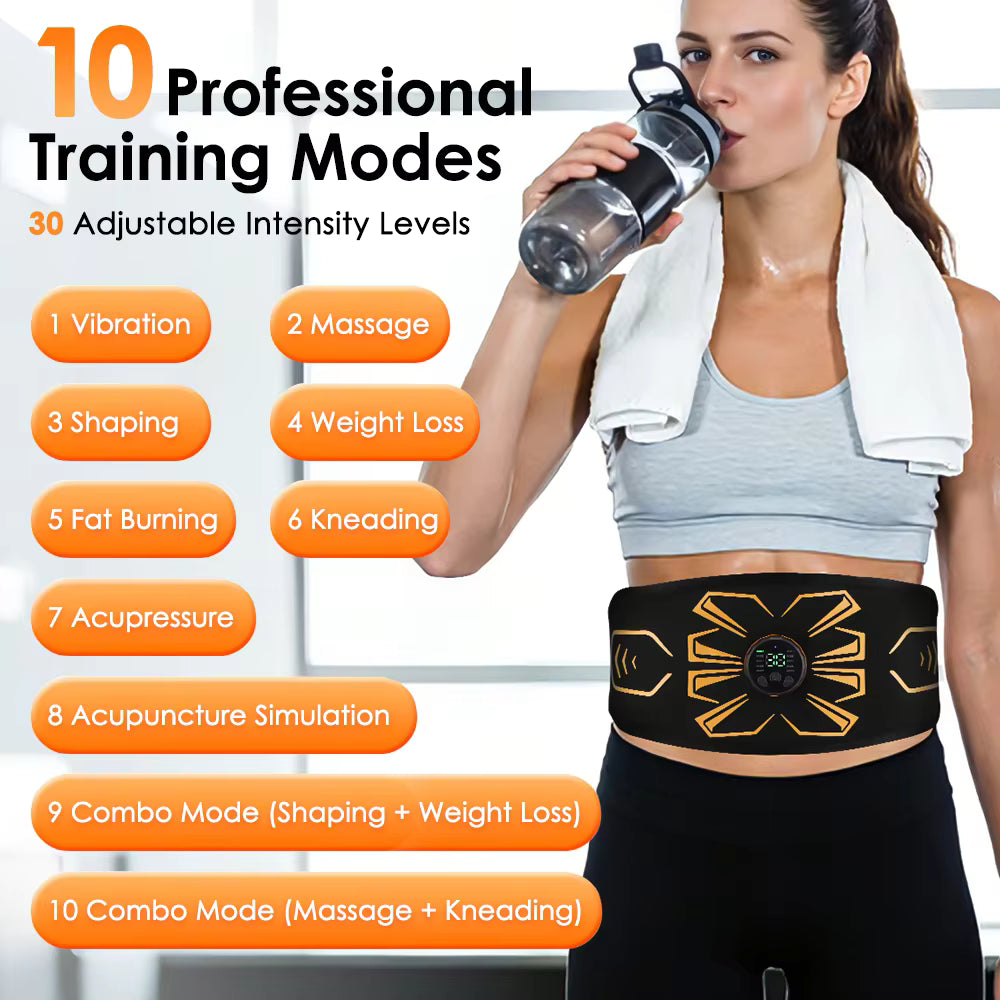 Smart EMS Abdominal Toning Belt USB Rechargeable Muscle Trainer